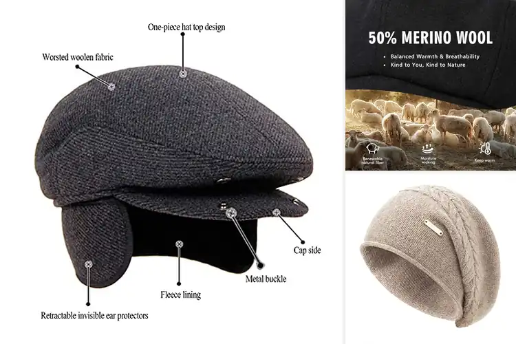 Detailed view of Best Fall Winter Wool Cap