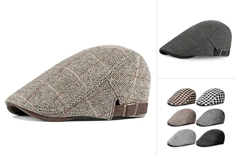 Detailed view of Best Plaid Herringbone Cap Design